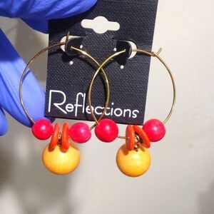 Women's Stunning Gold tone Colorful Beaded Hoop Drop Dangle Earrings, 2-inch